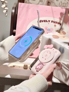 แม่เหล็ก KT Cat Power Bank 10000mAh Ultra-Thin Portable Battery Charger Creative ของขวัญวันเกิดขนาดเล็กสายคู่ชาร์จเร็ว