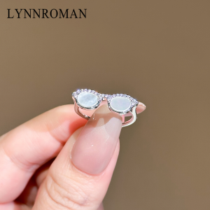 Lynnroman Womens Mini Open Ring Sunglasses Design Fashionable Versatile Sweet Cool High-end Feeling Alloy Adjustable Ring