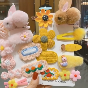 9 IN 1 Cartoon Hair Clip Cute Bunny Kids Baby Hair Clip Hair Pin