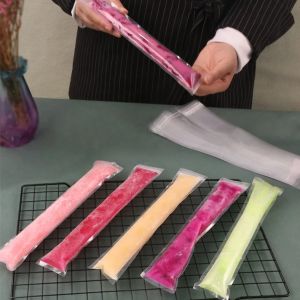 100Pcs Kantong Cetakan Es Krim Transparan Popsicle Bahan Plastik Model Diy
