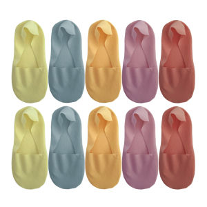 5 Pairs Women Short Socks Summer Casual Thin Bottom Non-slip Invisible Low Cut Ankle Socks Solid And Minimalist Socks