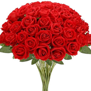 12pcs Artificial Rose Flowers / Valentines Red False Flower Wedding Decoration / DIY Romantic Rose Flower Bouquet / for Party Home Decor