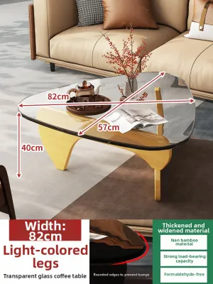 YONGJUE | Living Room Minimalist Luxury Tempered Glass Tea Table