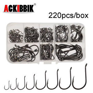 Ackibbik 220pcs Fishing Hooks Set Fish Hooks Freshwater Fishhook Large Size Worm Soft Bait Jig Fishhooks Size 22 20 18 16 14