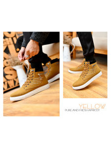 Mens Thickened High-Top Martin Boots Warm Fleece Casual Shoes Retro Style Cotton Sandwich Rubber Sole Comfortable Autumn Winter Boots