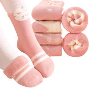 Tất Ấm Mùa Đông Dày Dặn Cho Bé Gái Dài Đến Giữa Bắp Chân Bằng Vải Nhung Polyester Co Giãn Ấm Áp Thoải Mái Cho Bé Gái