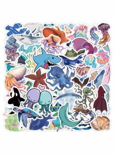 Cartoon Ocean Animal Themed Waterproof PVC Stickers for Notebook Helmet Frame Decoration Guitar Closet Storage Box Luggage