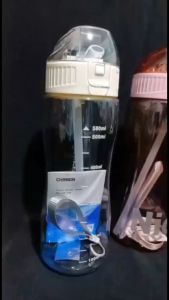 Botol Minum Bening Botol Minum Olahraga Nice 0719  Kapasitas 580ml Dilengkapi Sedotan Anti Tumpah TY0719 Bpa Free