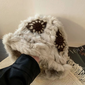 Cute Furry Rabbit Fur Lion Hat Female Autumn and Winter Warm-Keeping and Cold-Proof 2024 New Arrival Easiest for Match Face Small Woolen Cap