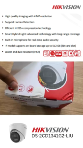 HIKVISION DS-2CD1341G2-LIU/LIUF 4MP H.265 SMART HYBRID LIGHT AUDIO FIXED TURRET IP CAMERA