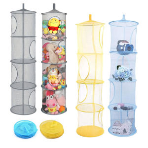 Hanging Mesh Storage Holder Collapsible Space-Saving Plush Toys Organizer for Gloves Hats Socks Storing Drying Basket 110cmX30cm