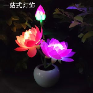 Buddha Offering Lotus Lamp Home Living Room Decorative Display Lamp Battery Powered for Festival Supplies Gifts