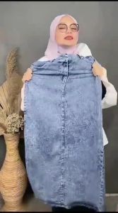 Rok Jeans Skirt Theana Korean Style Terbaru Androk Span Jins Panjang Wanita Denim Strech Kekinian