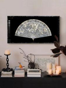 Vintage Southeast Asian Fan Motif Decorative Painting Soft Decor French Retro Style Wall Art Modern Decoration Home Accessories