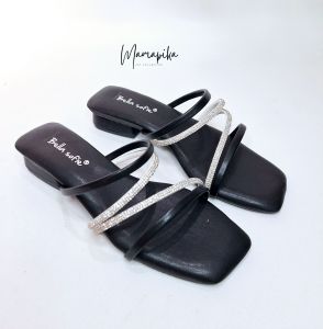 MESSA Sandal wanita tinggi 2cm terbaru hitam