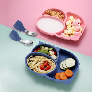 ส่งไวจากไทย จานเด็ก จานข้าวเด็ก จานซิลิโคนดูดโต๊ะ