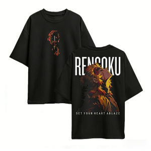 Bandai | Demon Slayer Rengoku Anime T Shirt Men Women pure Cotton Short Sleeve 2026 New Summer Casual Graphic Tee Streetwear Cosplay