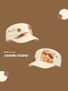 Vintage Cat Patch Stylish Casual Fit Cap Slim Face Appearance