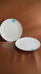 NORITAKE 100%New - Silver White - Combo 02 Dĩa Cạn Full Trắng Viền Bạc