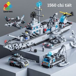 |eg0 Tàu Chiến 890 Mảnh Ghép - Đồ Chơi Xếp Hình Tàu Hải Quan Quân Đội Lắp Ráp Trực Thăng Xe Tăng Xe Bọc Thép