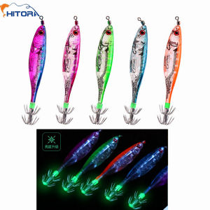 Luminous Squid Bait 2pcs 10.5cm 9.5g Artificial Webfoot Octopus Egi Lure Cuttlefish Squid Jig Hook Calamari Equipment Sea Tackle