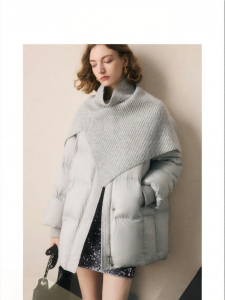 FAMANXUAN | Knitted Scarf Collar Down Coat For Petite Women