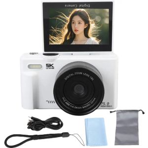 75MP Digital Camera 180° Flip Screen For Photography 5K 18X Digital Zoom Vintage Vlog Video Recorder For YouTube Selfile WiFi