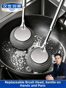 HANSHILIUJIA | Kitchen Stainless Steel Long Handle Non-stick Grease Pot Brush