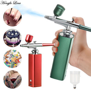 Hengfa Lina 0.3mm Mini Air Compressor Kit 160kpa Airbrush Nail Manicure Paint Art Salon Multi-Sprayer Nail Art Tattoo Craft Cake Design