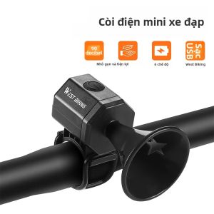 West Biking | Còi Xe Đạp Điện Đa Năng WEST BIKING Mini 90dB Siêu To 6 Chế Độ Sạc USB Chống Nước Kèm Dây Đeo Đàn Hồi Dành Cho Xe Đạp Địa Hình & Xe Đạp Đường Trường