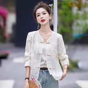 WANGGONGZHU | New Chinese Style Sun Protection Jacket Women Summer Thin New Small Fragrance Style Embroidery Top Elegant Princess Style