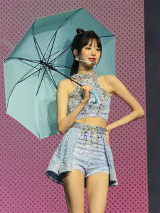 IVE Girls Group Performance Outfit Zhang Yuna Embroidered Beads Set Jazz Dance Stage Costume Customizable Size for 18-25 Years Old