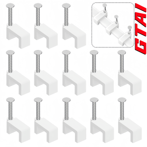 100 Chiếc Kẹp Cáp Có Đinh Thép Quản Lý Dây Điện Hình Vuông Phẳng Màu Trắng Để Treo Tường Tương Thích Với Cáp 4/5/6/7/8/10mm