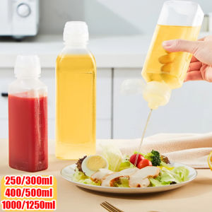 250-1250ml Kitchen Squeeze Bottle Condiment Dispenser Transparent PE Salad Dressing Ketchup Bottle Vinegar Olive Oil Storage Container