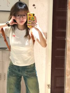 Áo Thun Cotton Cổ Tròn Tay Ngắn Mùa Hè Cho Nữ Dáng Ôm Chất Liệu Cotton Nguyên Chất Phong Cách Retro Thời Trang Đa Năng