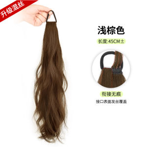 ปมผมยาวเทียมแบบผูกยางสำหรับผู้หญิง ทรงธรรมชาติ ทรงคล้ายผมมนุษย์ ทรงผมสั้น ปมผมยาวคลุมไหล่ ปลอมที่สวมใส่ได้ตลอดทั้งปี