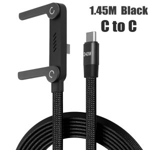 Cáp Sạc Nhanh 240W 2 Trong 1 USB A/Type C Tích Hợp Giá Đỡ Điện Thoại Gập Được Dành Cho iPhone 15/16/17 Samsung - Dây Cáp Dữ Liệu Sạc Nhanh Type-C