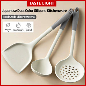 TASTE LIGHT 3pcs Cooking Tools Silicone Spatula Utensils Non Stick Food Grade High Temperature Resistance Shovels Cooking Spoons And Spoons Household kitchen Gray White Cooking Tools