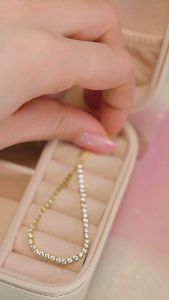 TBK 18K Gold Cubic Zirconia Tennis Bracelet Accessories for Women Hypoallergenic 40B