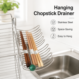 Stainless Steel Hanging Chopstick Drain Rack Multifunction Kitchen Sink Utensil Holder Organizer for Tableware Drying