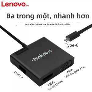 Lenovo | Hub USB-C 3-trong-1 Di Động với VGA HDMI và USB 3.0 Hỗ Trợ 1080P