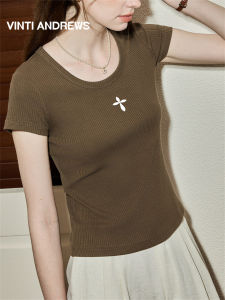 Striped Short Sleeve T-Shirt Slim Waist Enhancing Top