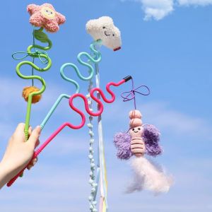 Interactive Feather Cat Toy Chew Resistant Fun for Kittens And Cats Stress Relief Playing Stick Durable Plastic Material