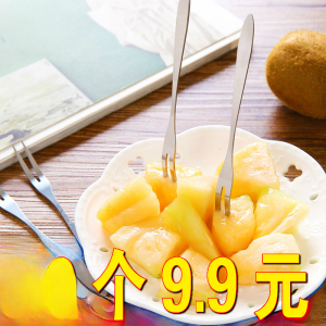 สแตนเลสสตีลส้อมผลไม้เดี่ยวปลอดภัยทิ้งไม้จิ้มฟันส้อมขนาดเล็กสําหรับขนมหวานใช้ในบ้าน น่ารัก เด็กทารก ช้อนส้อมเด็ก