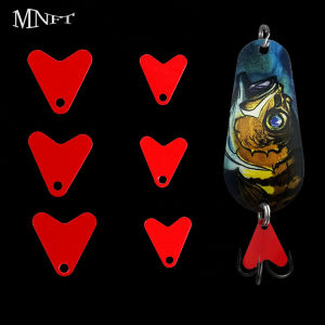 100Pcs Fishing Hook Red Heart Shape Sequins Fishing Trout Spoon Sequin Lure Plastic Practical Fishtails 2 Size 21mm 16mm