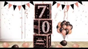 3pcs 60th Birthday Decoration Box Rose Gold Balloon Box Birthday Background Decoration Anniversary Party 50/60/70th Birthday Party Decoration Set