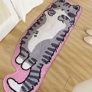 VIKAMA Cartoon Cat Shaped Carpet ChildrenS Bedroom Bed Side Blanket Bay Window Balcony Non Slip Soft Cushion Home Decoration