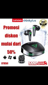 Lenovo ERAZER XT85II Headset Wireless Bluetooth 5.4 Headphone Gaming Tws With Mic No Delay Full Bass Noise Reduction Cancelling Earphone Music HiFi Handset Stereo Handsfree Game Nirkabel Low Latency Earbuds With Mic Hensed Stereo Dukung iOS Android