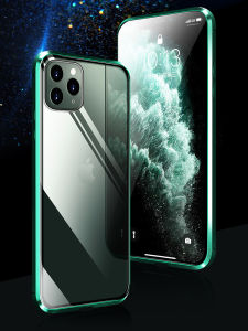 เคสโทรศัพท์กระจกแบบครอบเต็มรูปแบบ Apple iPhone 16 pro Max 13 XR 12 pro 7 8 แบบดูดซับแม่เหล็กแบบใส ป้องกันการตกหล่น
