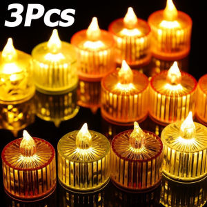 3Pcs Flameless LED Candle Lights / Crystal Flameless Candle Lights / Wedding Party Atmosphere Decor Lighting Lamp / Home Decor for Home Holiday Party Decorations